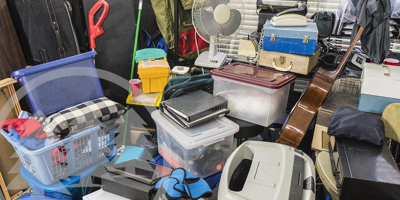 Hoarder home packed with stored boxes, vintage electronics, files, business equipment and household items Hoarder home packed with stored boxes, vintage electronics, files, business equipment and household items | hoarding in your HOA
