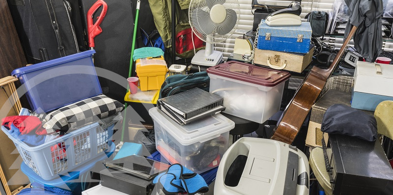 Hoarder home packed with stored boxes, vintage electronics, files, business equipment and household items Hoarder home packed with stored boxes, vintage electronics, files, business equipment and household items | hoarding in your HOA