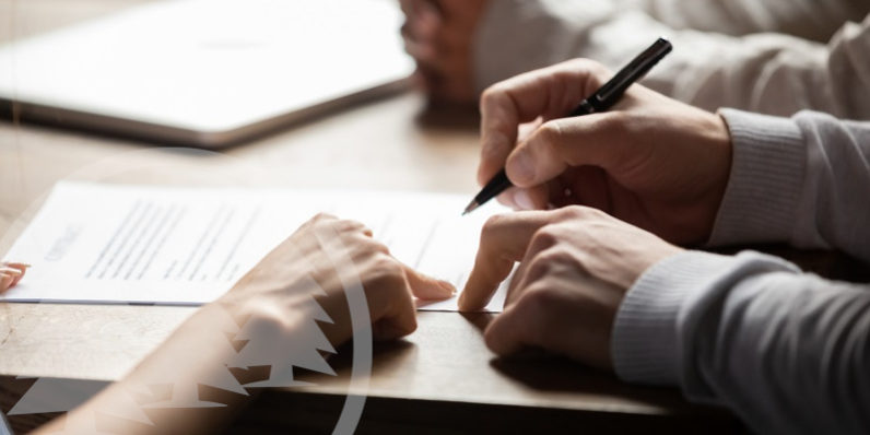 man showing where to sign the contract | HOA contract