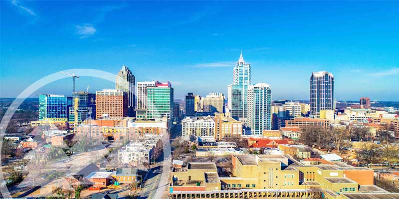 aerial shot of Raleigh NC | Best Places to Live Near Raleigh NC