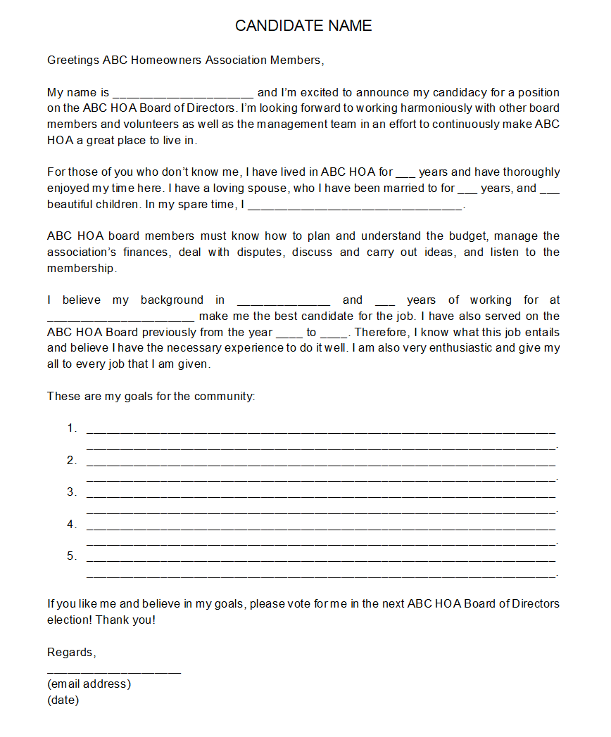 hoa board nomination