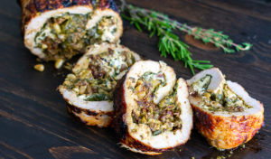 Valentine's Day Mushroom, Spinach & Gruyère Stuffed Pork Tenderloin