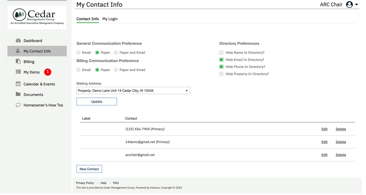 Contact Information Updat Cedar Management Group