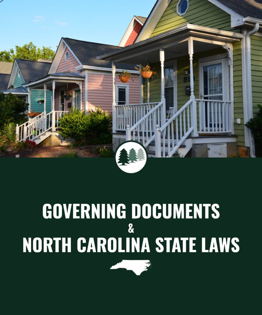 governing documents and north carolina state laws cover